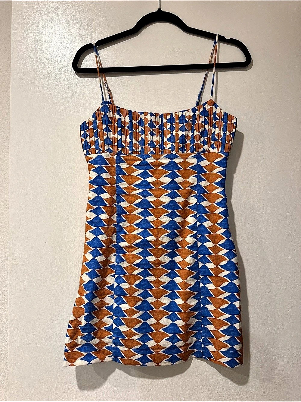 Maeve by Anthropologie Geometric Mini Dress in Blue & Brown Size 4